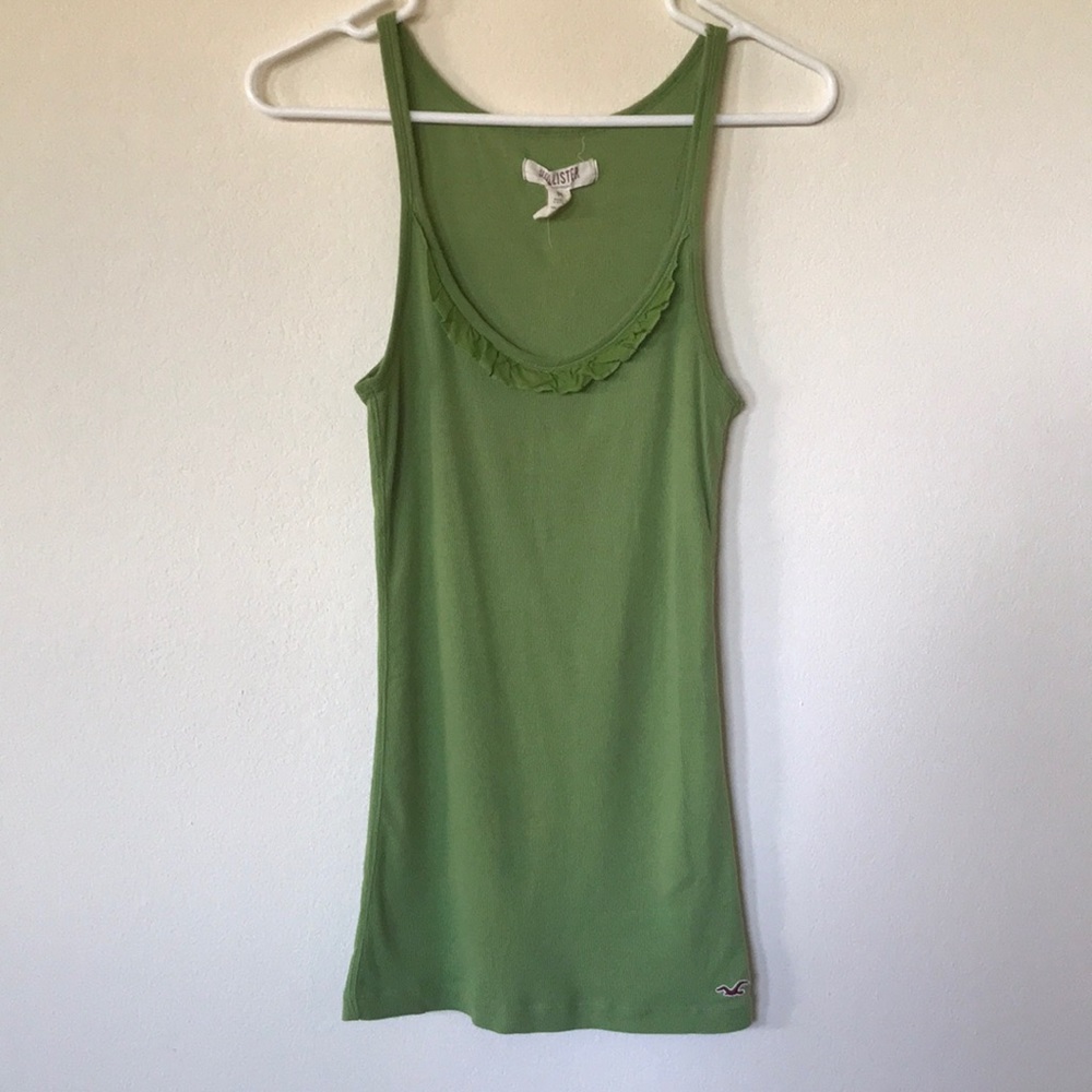 Green Ribbed Tank Top by Hollister Size Medium